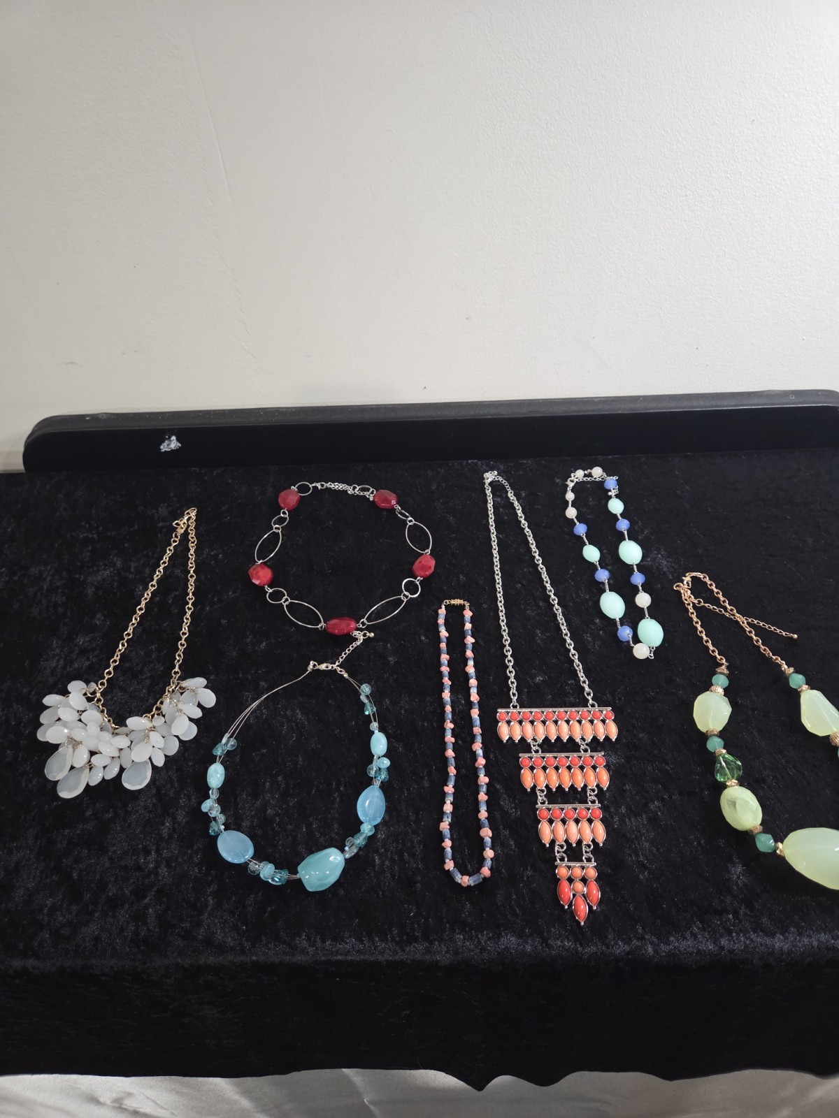 Fashion Jewelry Mixed Lot with 7 Necklaces, Bracelet, Multicolor Plastic & Metal