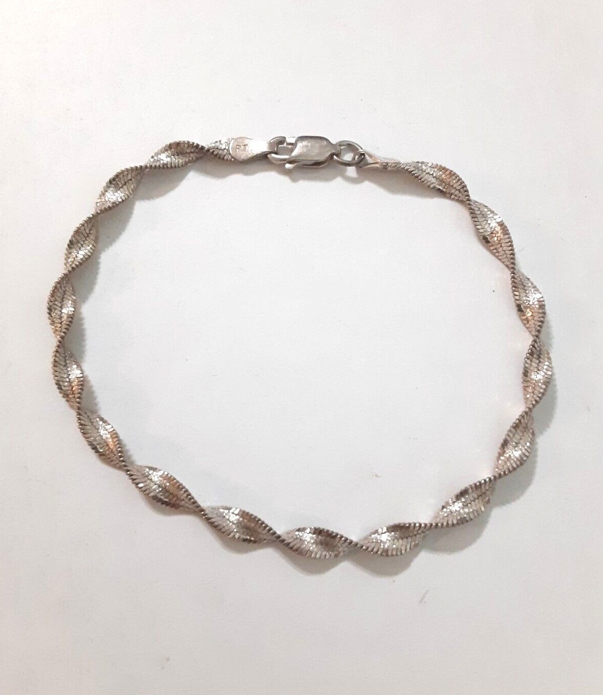 925 Sterling Silver Italy Twist Bracelet 4 mm 7.2 in