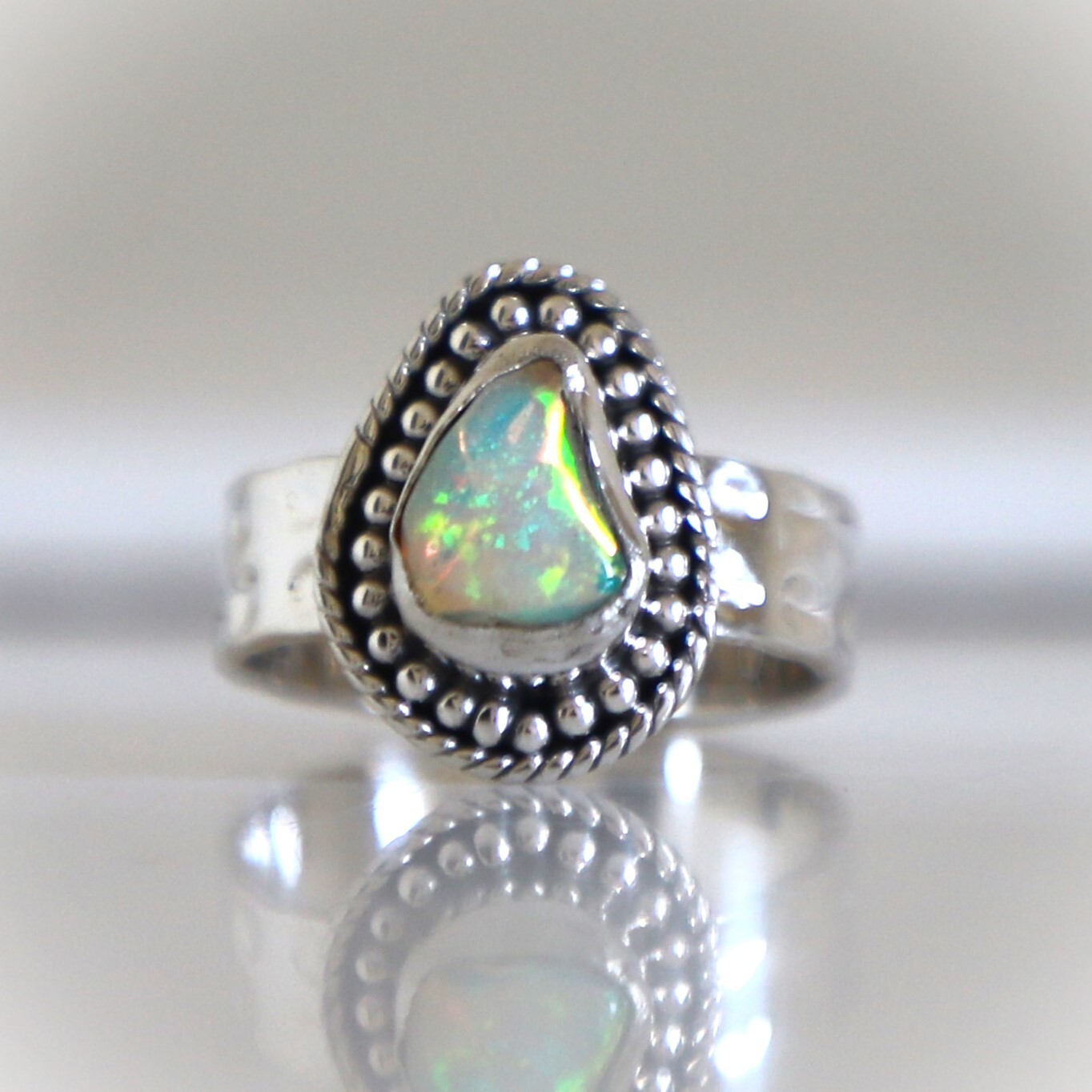 ETHIOPIAN OPAL NATURAL GEMSTONE 925 STERLING SILVER HANDMADE JEWELRY RING 3 TO12