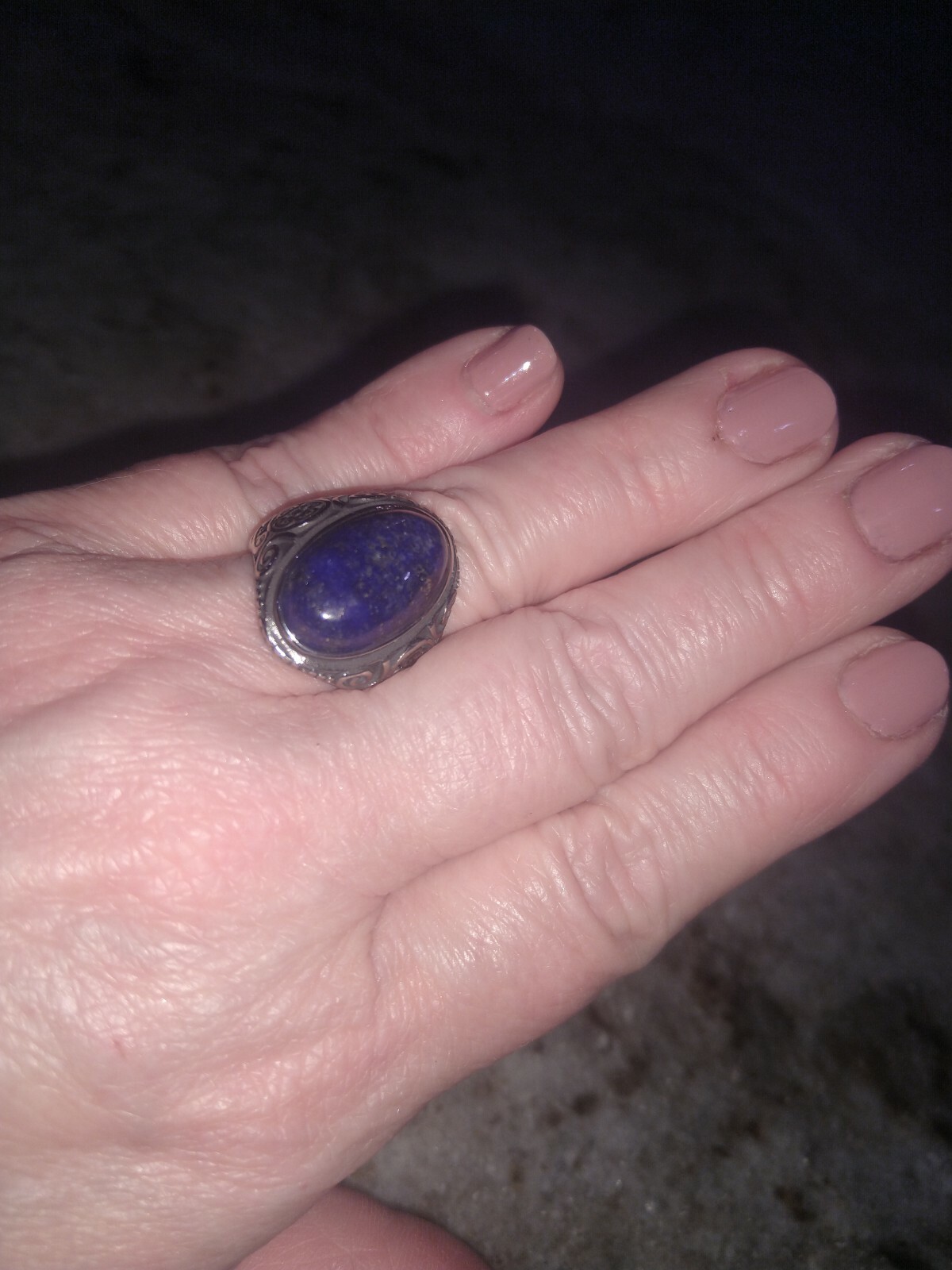 10.50 Cts of beautiful Lapis Lazuli in Ring in Stainless Steel (Size 9.0)