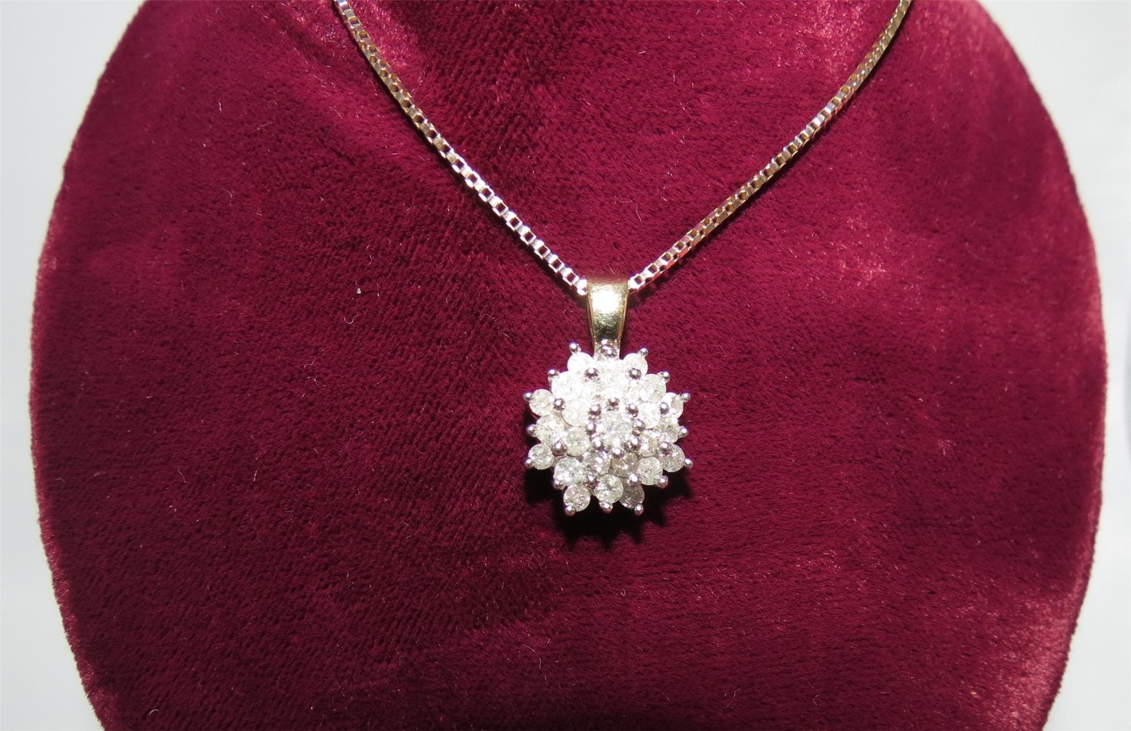 10k gold ZEI designer 2cts+ diamond cluster necklace and earrings