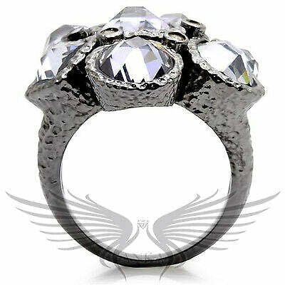 Brilliant Cubic Zircon CZ AAA Ruthenium Cocktail Fashion Ring 5 6 7 9 10 0W120
