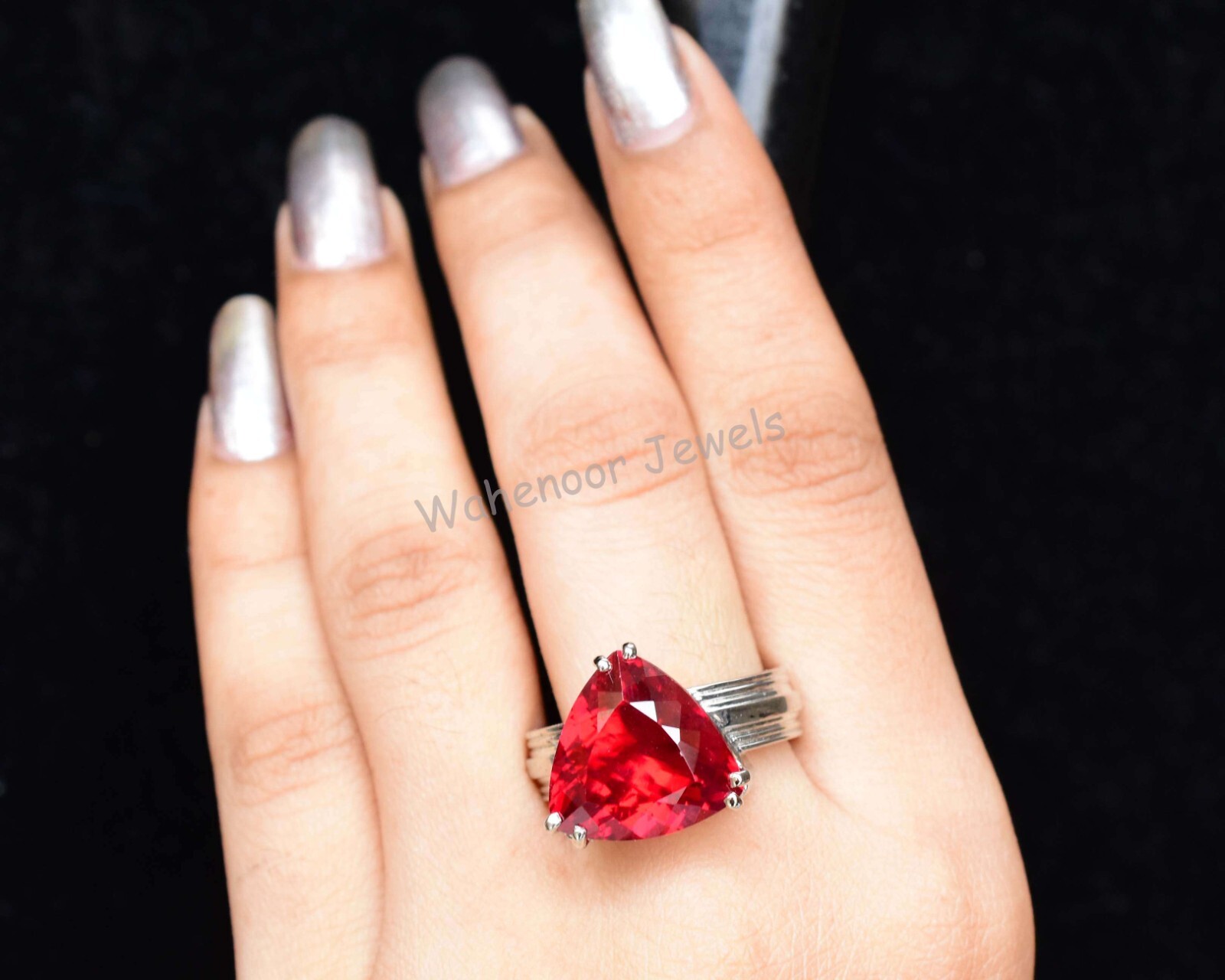 925 Sterling Silver Ring Natural Ruby 15 MM Round Wedding Ring CERTIFIED