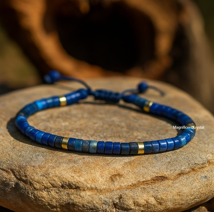 Lapis Lazuli Bracelet Healing Protection Crystal Minimalist Jewelry Men Women
