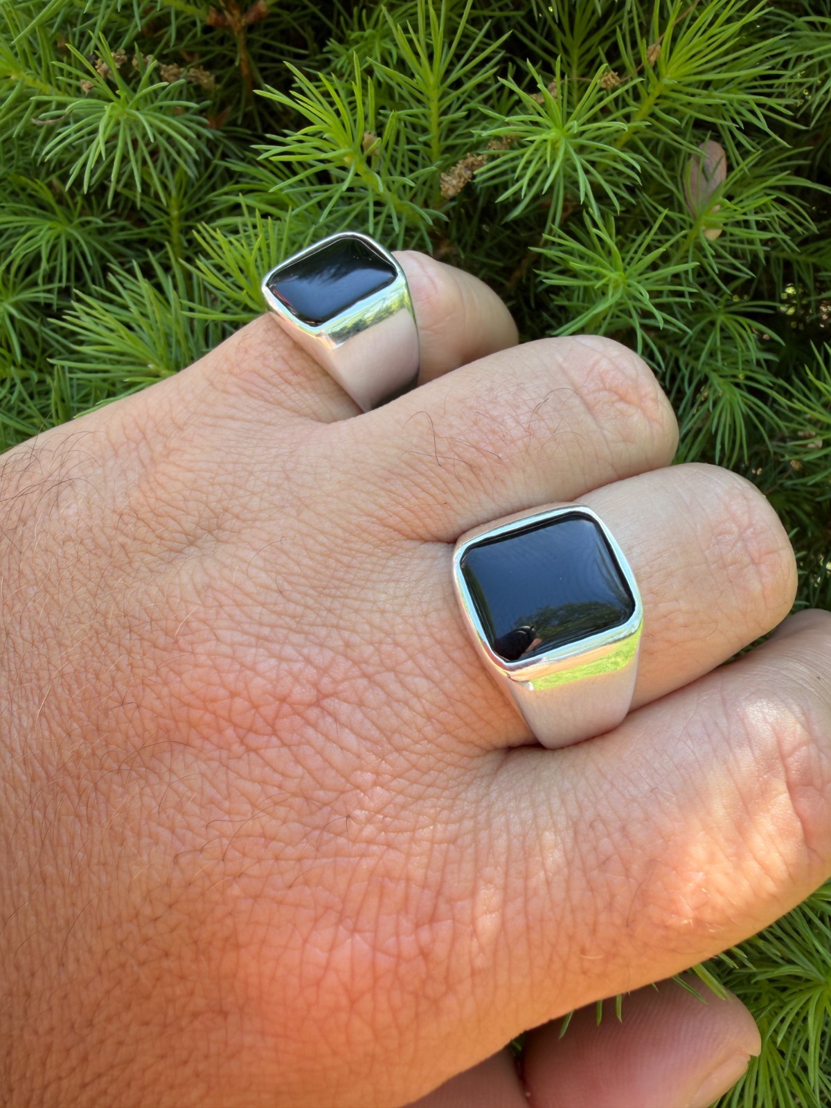 Handmade Men’s Black Onyx Ring in Real 925 Sterling Silver Natural Gem Stone