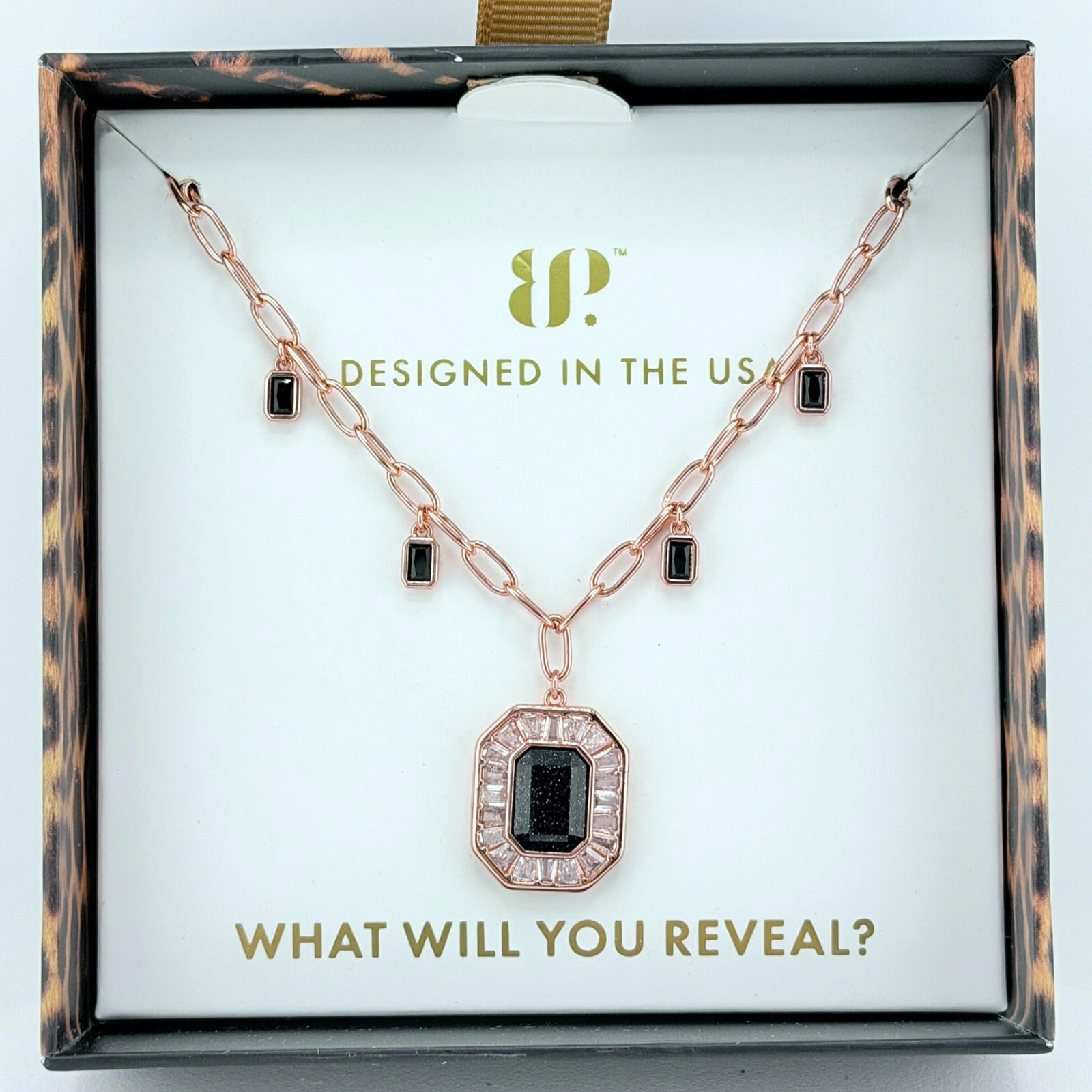 Bomb Party UNTAMED “Pulse Between Strikes” Necklace Onyx Sandstone on Rose Gold