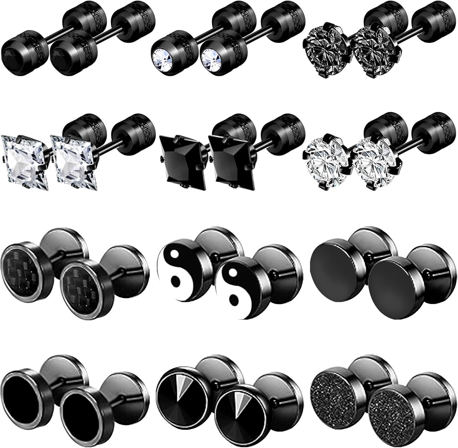 Aretes De Iman Para Hombre Set De Pendientes Acero Inoxidable Hipoalergénico New