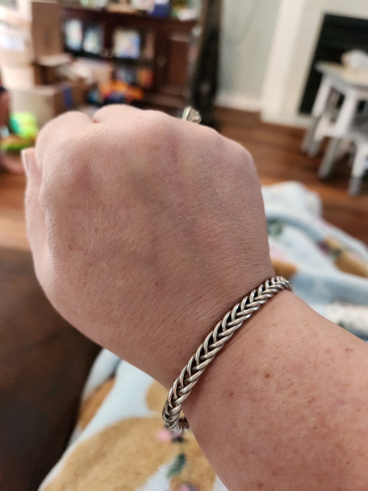 Vintage 925 Sterling Silver Cuff Artisan Made Braided Bracelet 8 In 14.5g