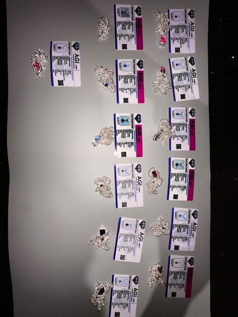 13pc Simulated Gemstone Necklace Pendant Lot Fake 925 Stamp & Certification
