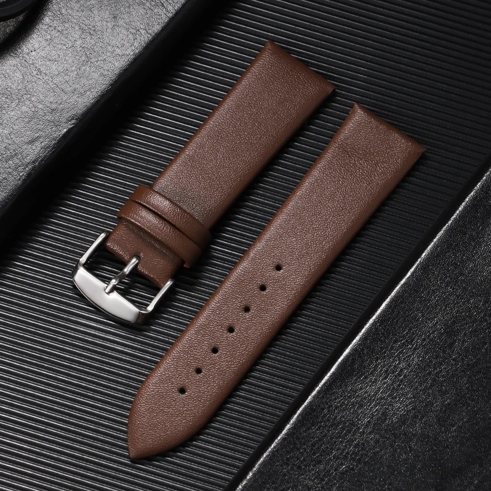 Leather Watch Strap for Skagen 18mm 20mm 22mm Silver Pin Buckle Band