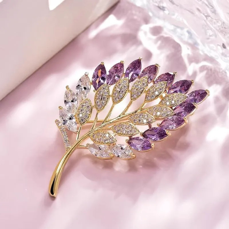 Ornate Leaf Brooch Pin Jewelry Womens Gift