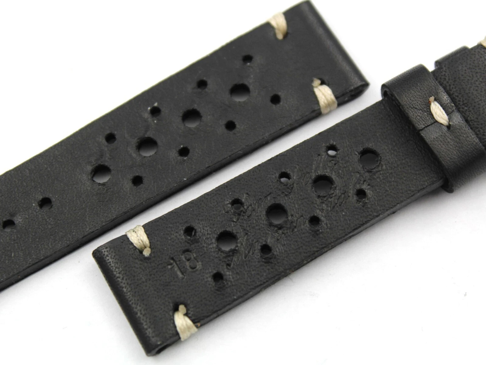 Watch Band Racing Genuine Leather Black 18/16mm Steel Buckle Accessories Sport