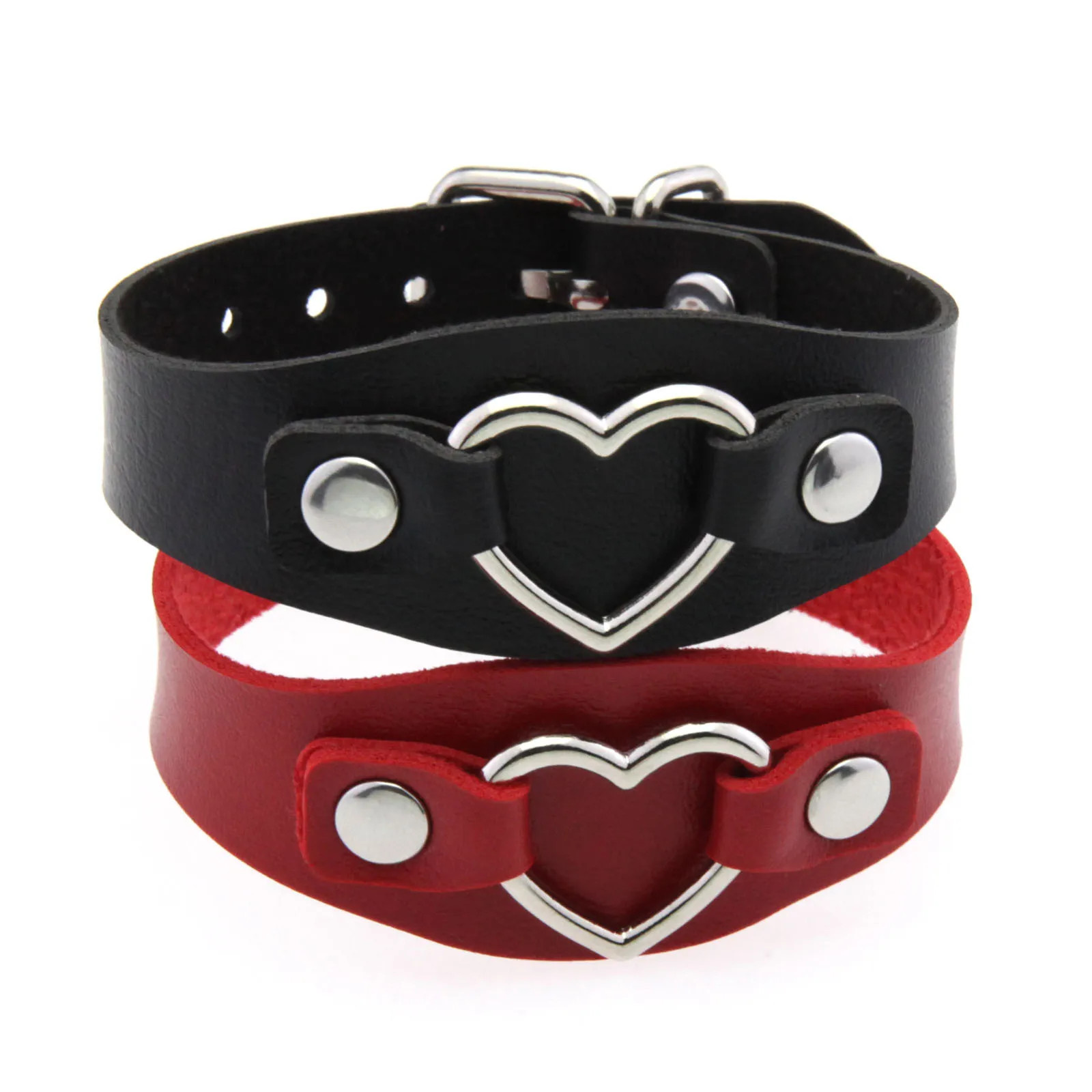 Punk Gothic Style PU Leather Jewelry Heart Bracelet Lover Bangle Holiday Party