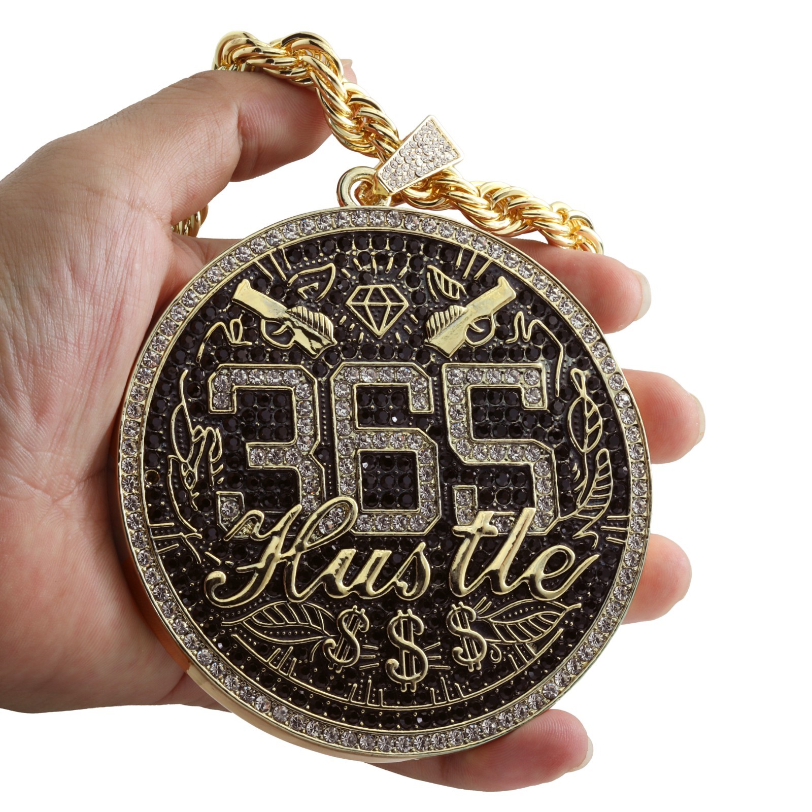 14K Rope Chain 10mm 24″ & 30″ | Medallion 365 Hustle Gold Plated Men XXL Hip Hop