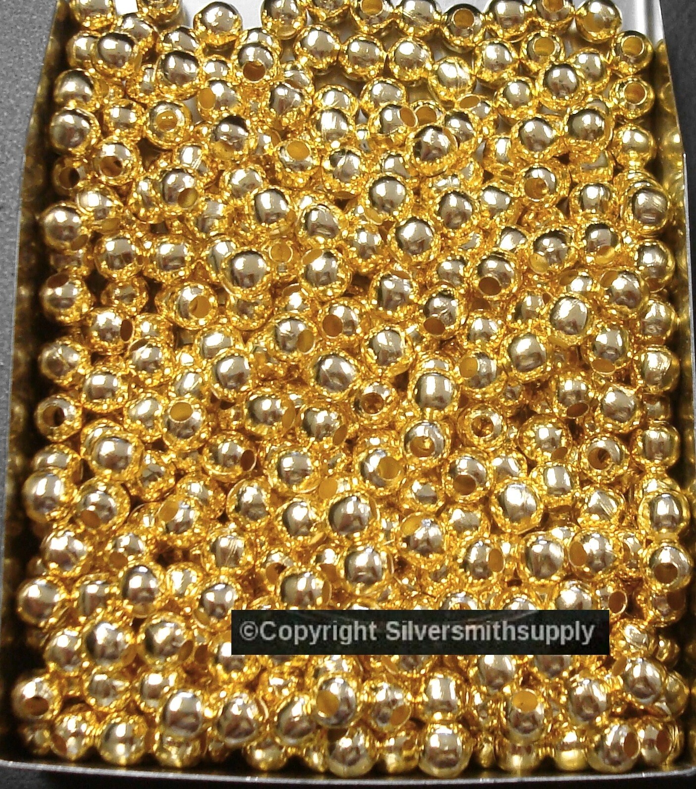 100 Spacer beads 5mm round GOLD plated lrg hole jewelry spacer beads FPB159