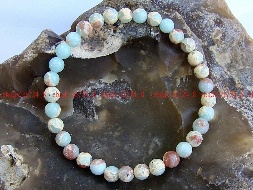 Natural Fashion Shoushna Stone 6mm Beads Round Gemstone Elastic Bracelet 7.5″