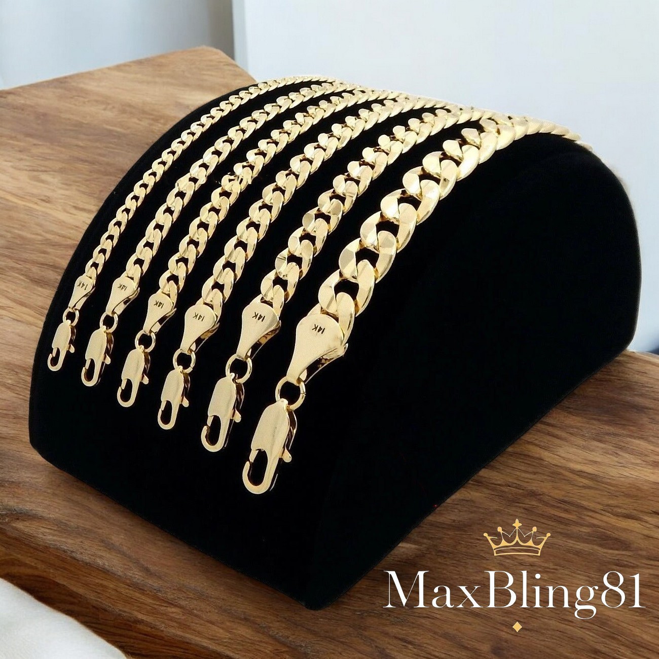 AAA+ Premium Brass 14K Stamped Gold plated 4~10mm 20″ ~ 30″ Cuban Chain Necklace