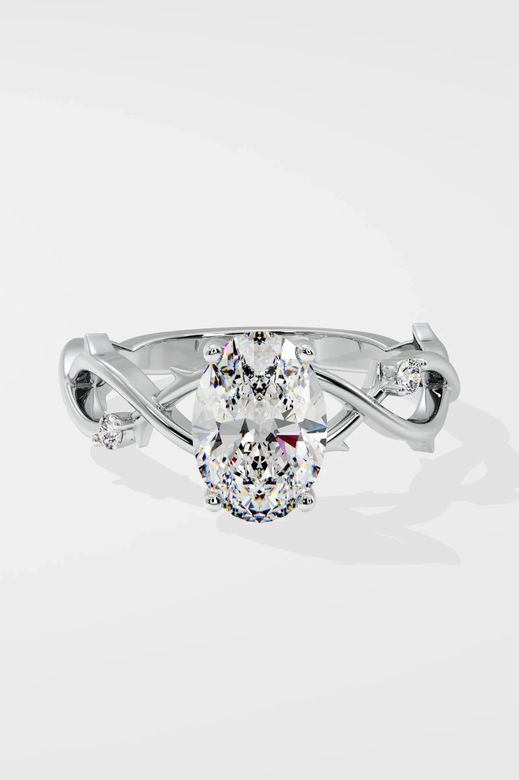 IGI 2.14 TCW Oval Cut Lab Grown Diamond 14K Nature-inspired Touch To The Design