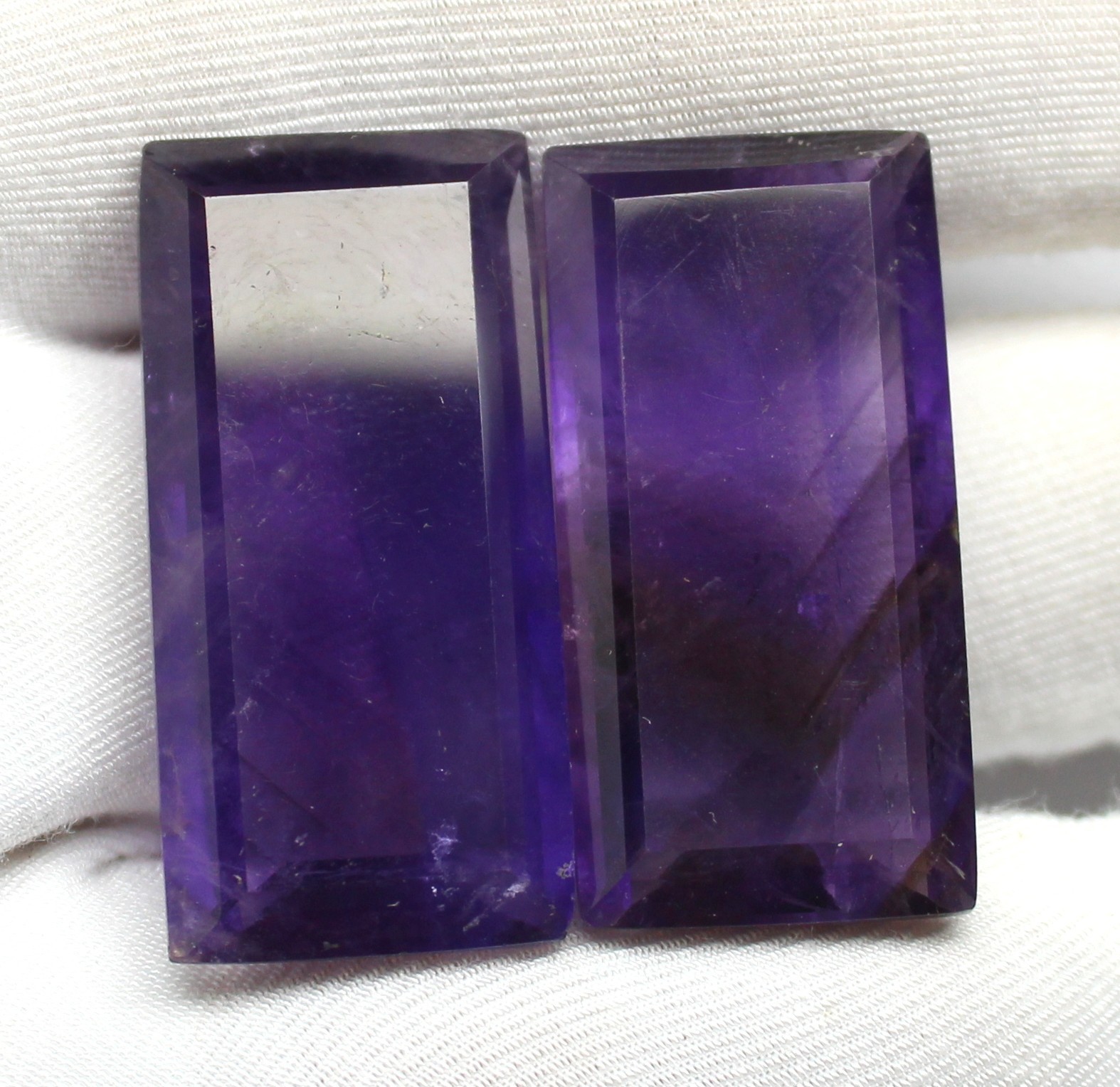 Natural Amethyst Faceted Baguette Gemstone, 30×15 mm Large Pair Loose Stone