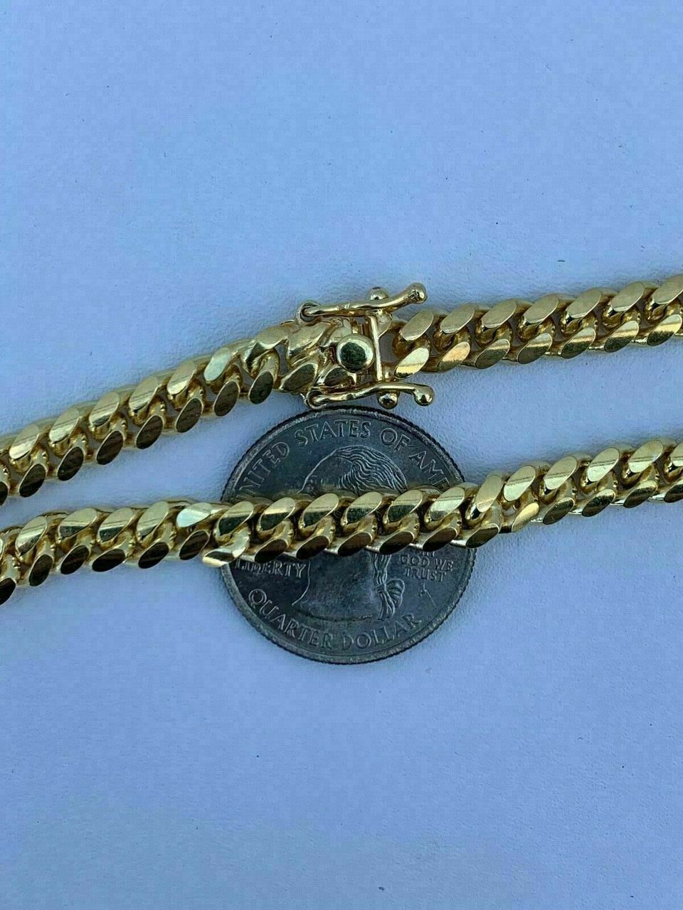 Men’s Miami Cuban Link Chain Bracelet 14k Gold Plated Solid 925 Silver Box Lock