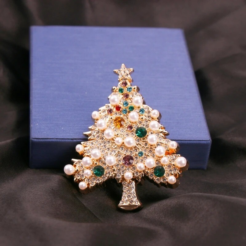 Vintage Crystal Baroque Christmas Tree Brooch Pin Jewelry Gift Accessories New