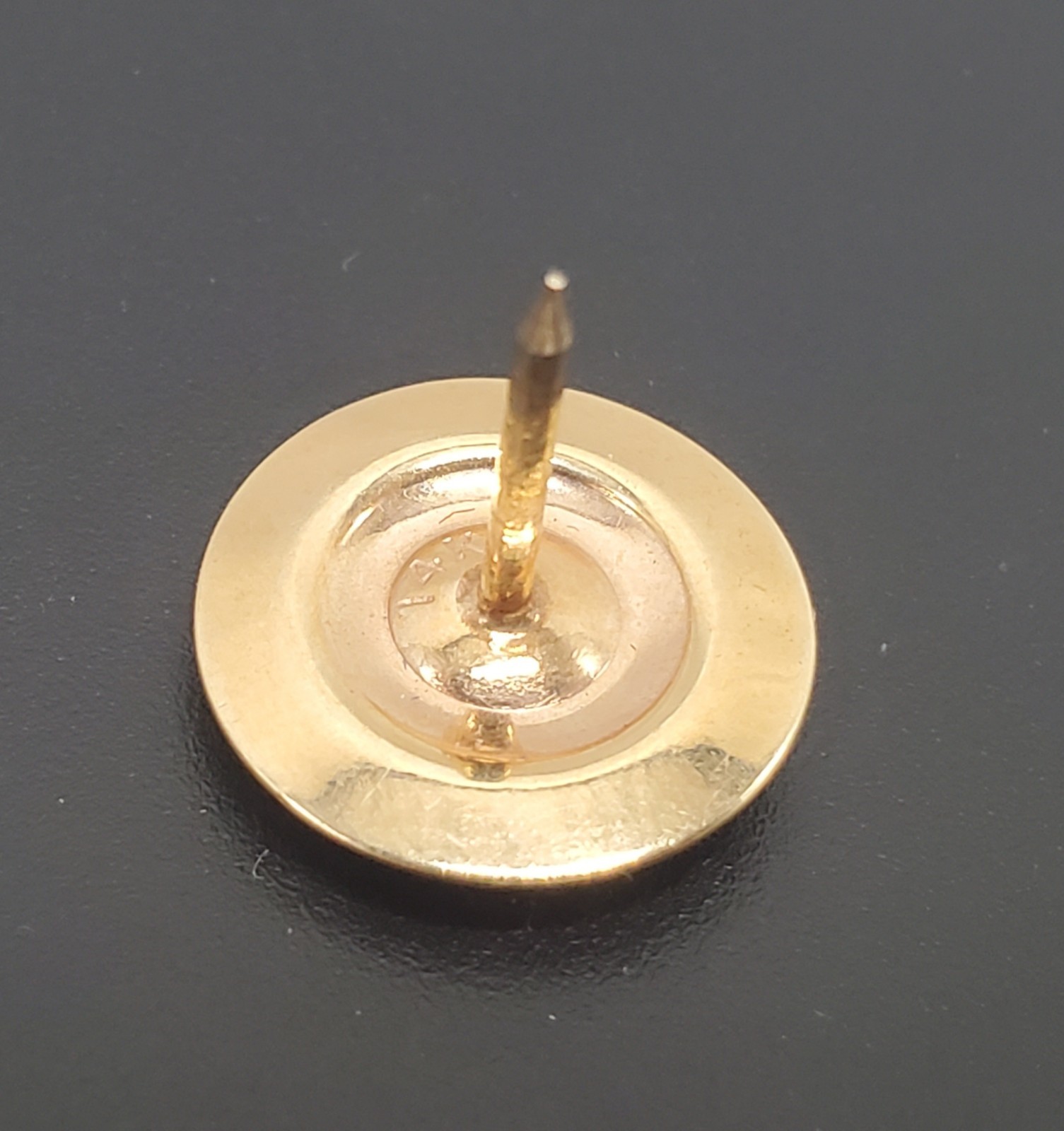 14K Solid Yellow Gold Center 2.5mm Diamond Tie Tack ~0.5” Pin 1.17g