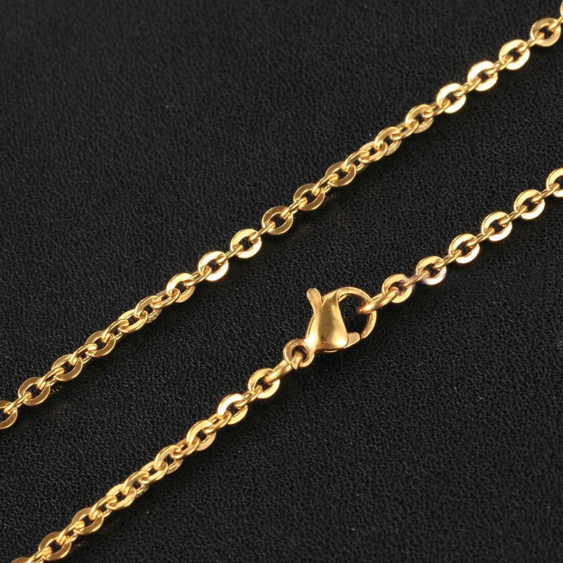 1.5-3.2mm Wholesale Men Women Stainless Steel Gold Cross Chain Necklace Jewelry