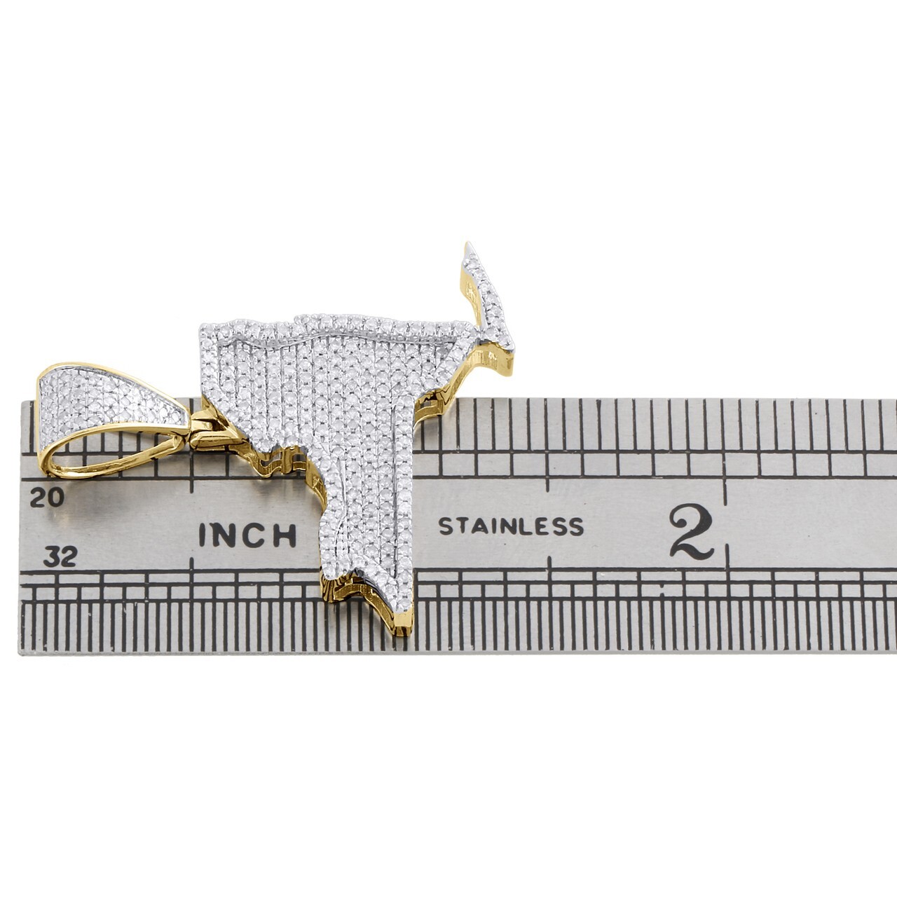 10K Yellow Gold Plated Lab Created Diamond New York Empire State Map Pendant