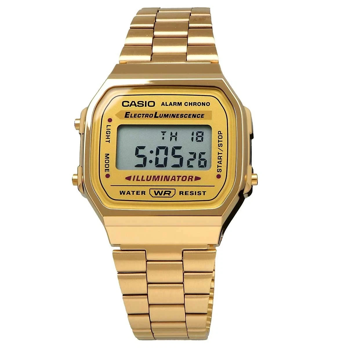 Casio Vintage A168WG-9WDF Illuminator Unisex Gold Digital Alarm Watch A168WG9W