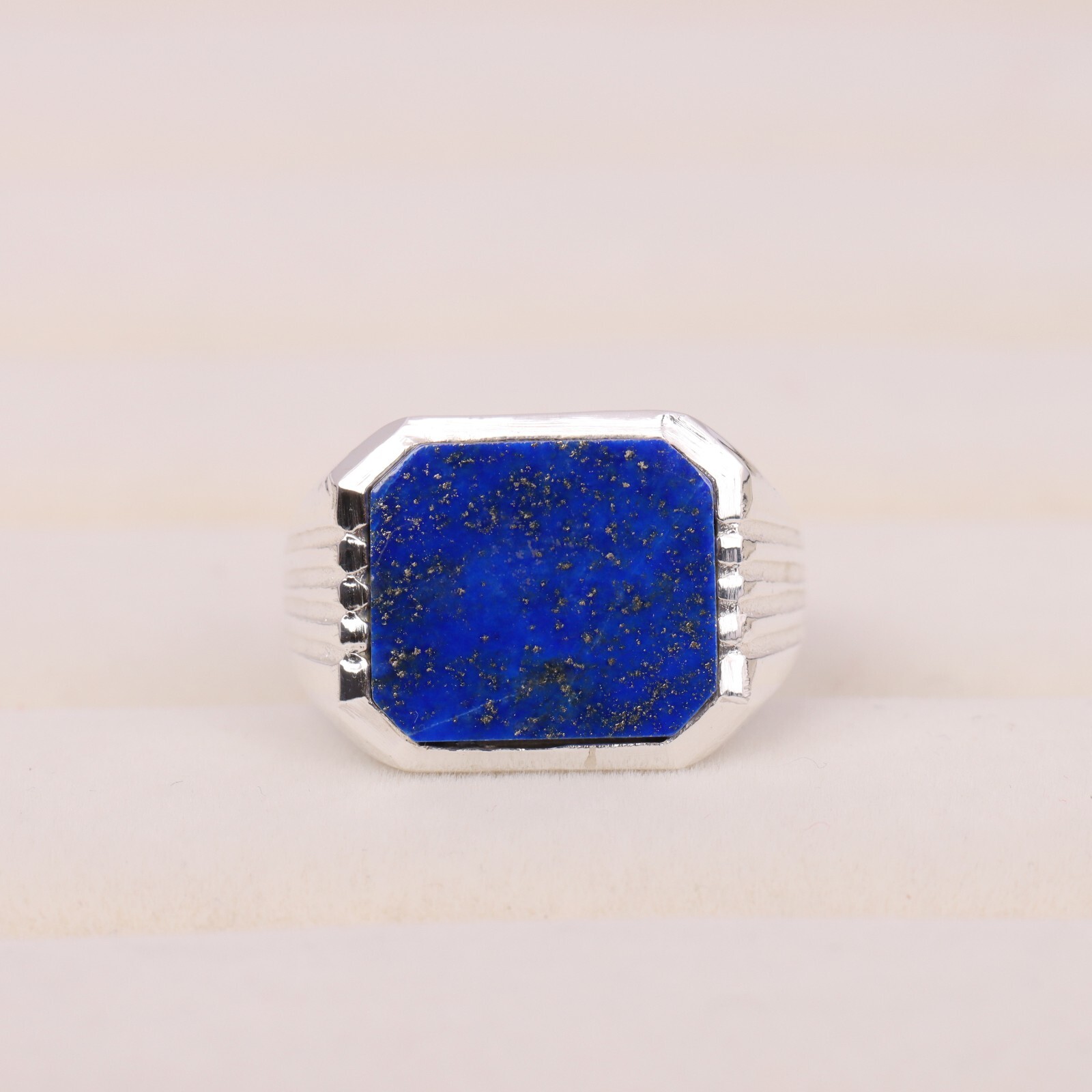 Lapis Lazuli Men’s Ring, Sterling Silver Signet Ring, Handmade Gemstone Jewelry