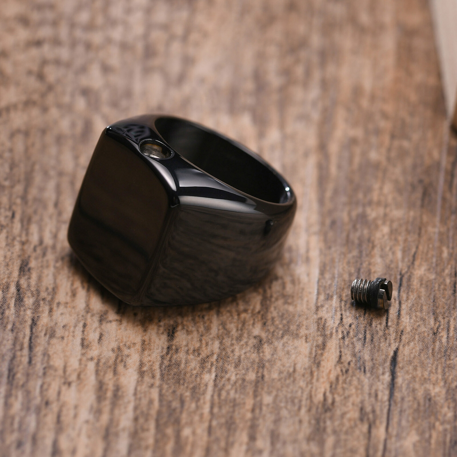 Personalized Engrave Men Ash Urn Ring Memorial Cremation Initials Stailess Steel