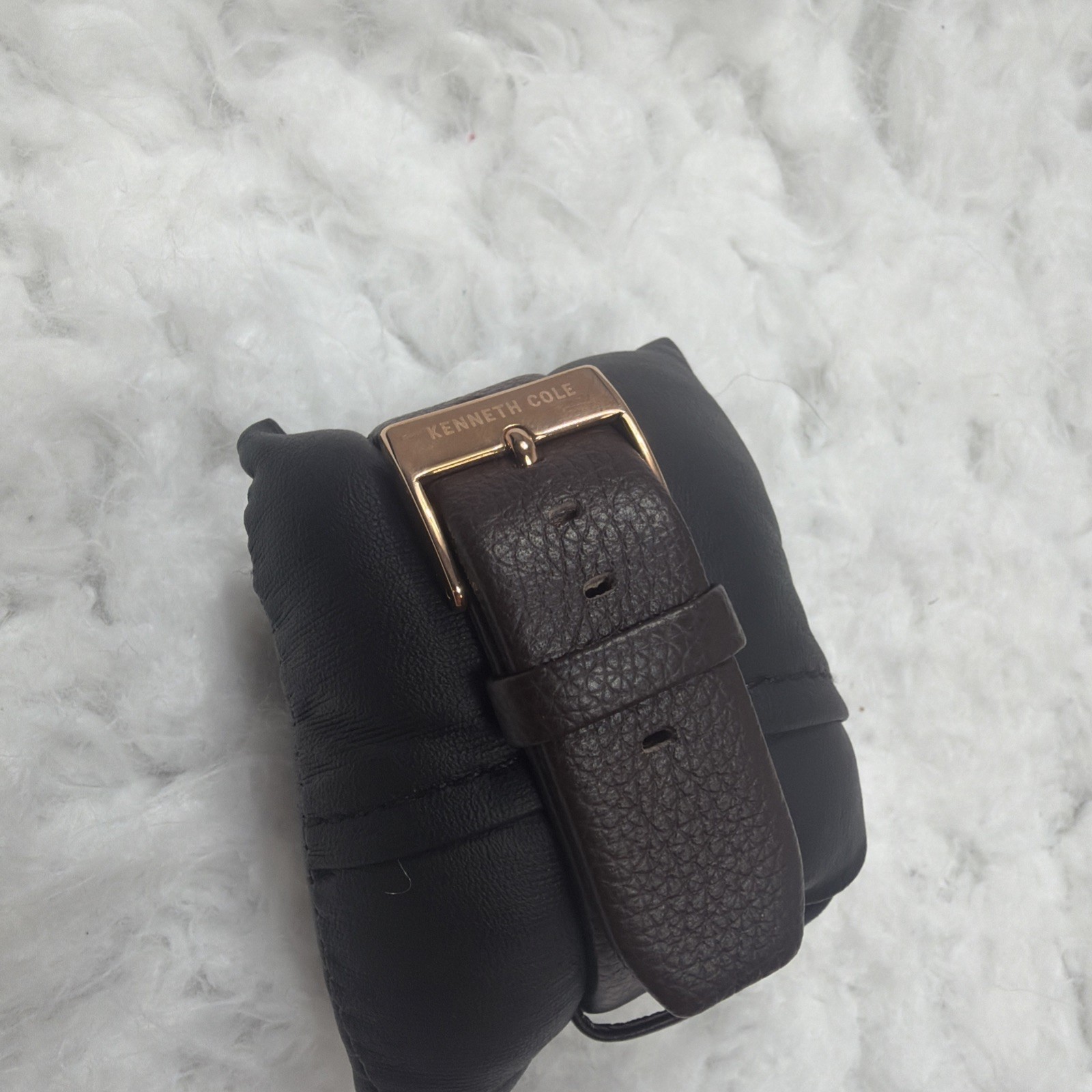 Mens Kennth Cole New York Watch Dress Formal Champagne Face Leather Strap New!
