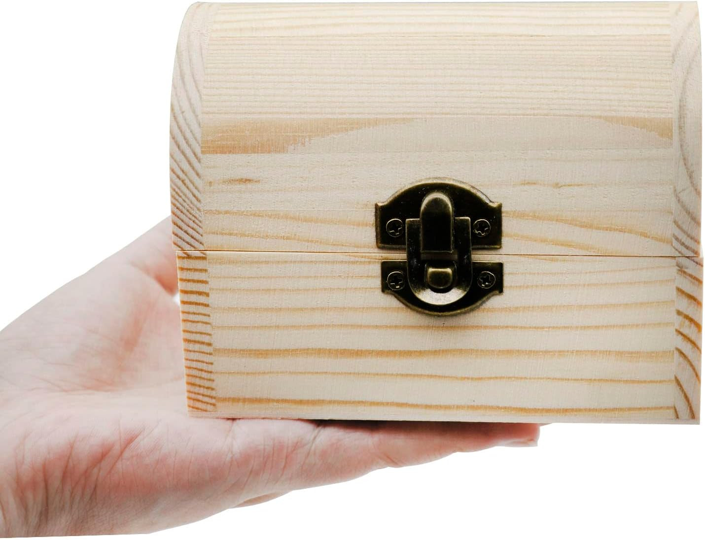 Plain Unfinished Wood Box, Unpainted Wooden Jewelry Box DIY Craft Storage Treasu