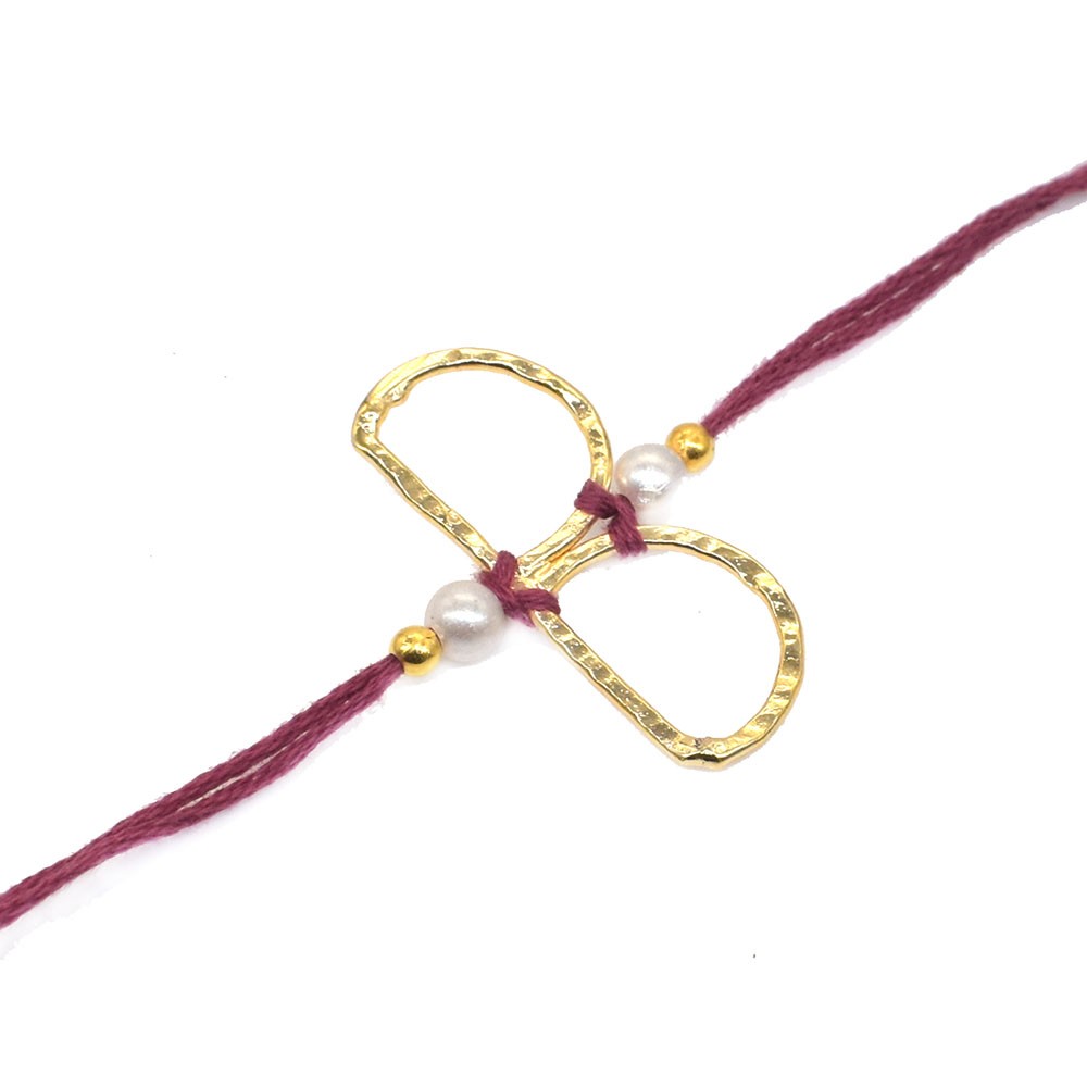 B Alphabet Rakhi For Brother Sister Gold Plated Handmade Name Rakhi f597
