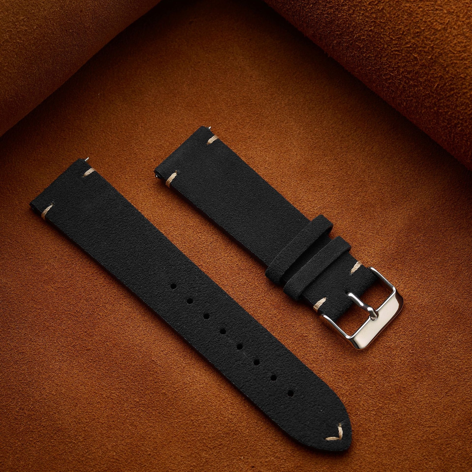 Suede Hand Stitched Genuine Leather Watch Band Strap 14/16/18/20/22mm Universal