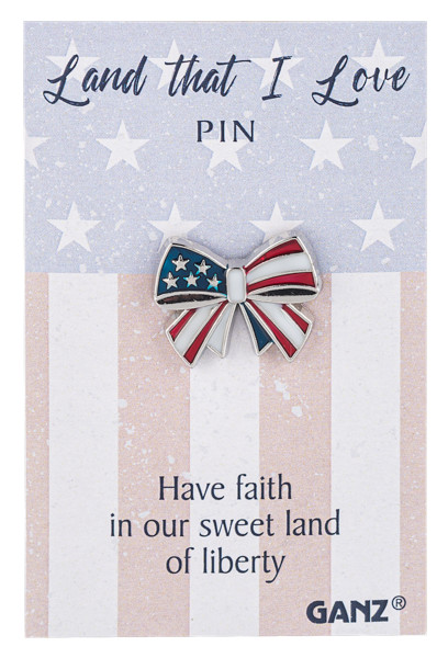 WTOP Bow Have faith sweet land liberty LAND THAT I LOVE patriotic tack pin Ganz
