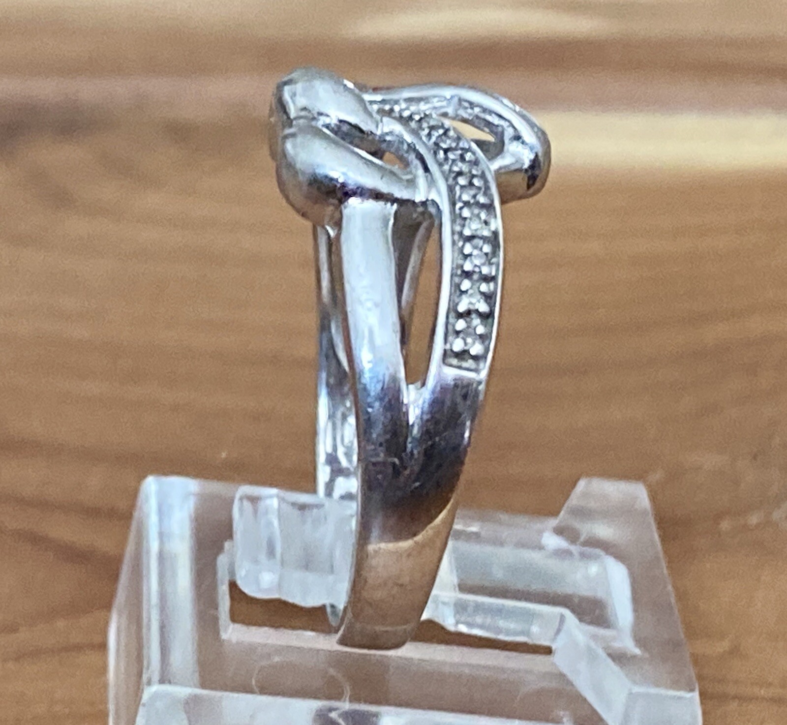 Vintage Wilson Brothers Jewelry 925 Open Heart Diamond Chips Promise Ring Size 7