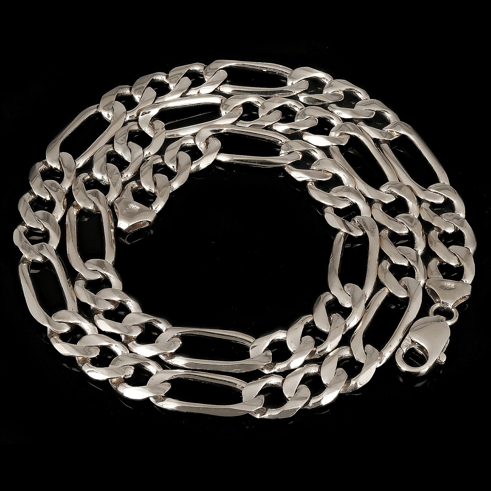 Men’s 10k White Gold Solid Figaro Chain Necklace 20″ 9.7mm 51.6 grams