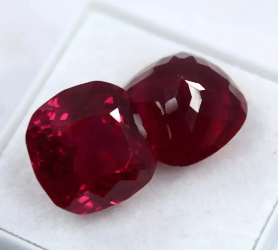 Pair Ruby Blood Red Color Square Cut 18 Ct EGL CERTIFIED Natural Loose Gemstone