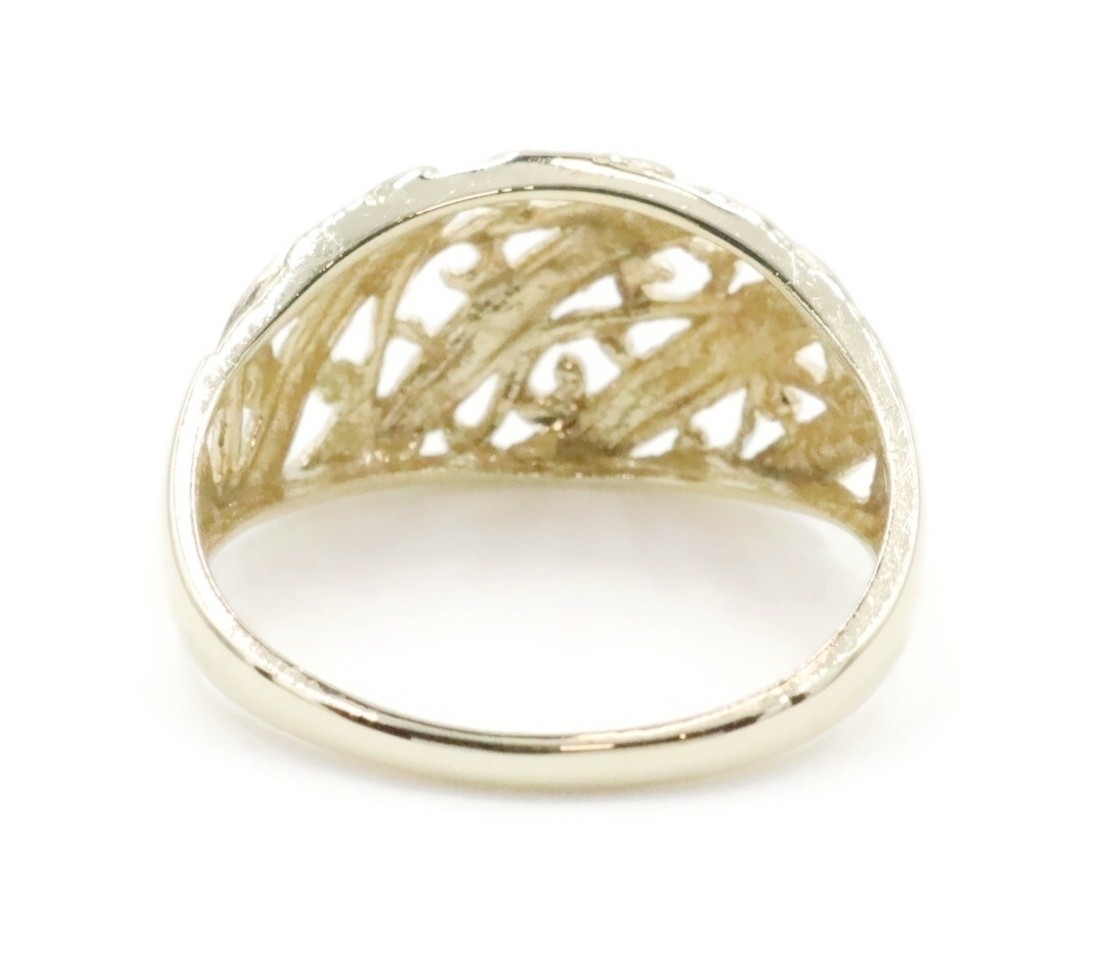 Women’s Estate 10KT Yellow Gold Filigree Cut Out 10.8mm Wide Dome Ring 2.30g