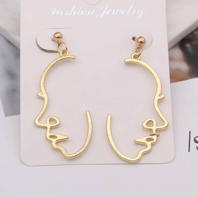 New Styles Sexy Face Drop Earrings Hiphop Statement Cold Wind Ins Metal Abstract