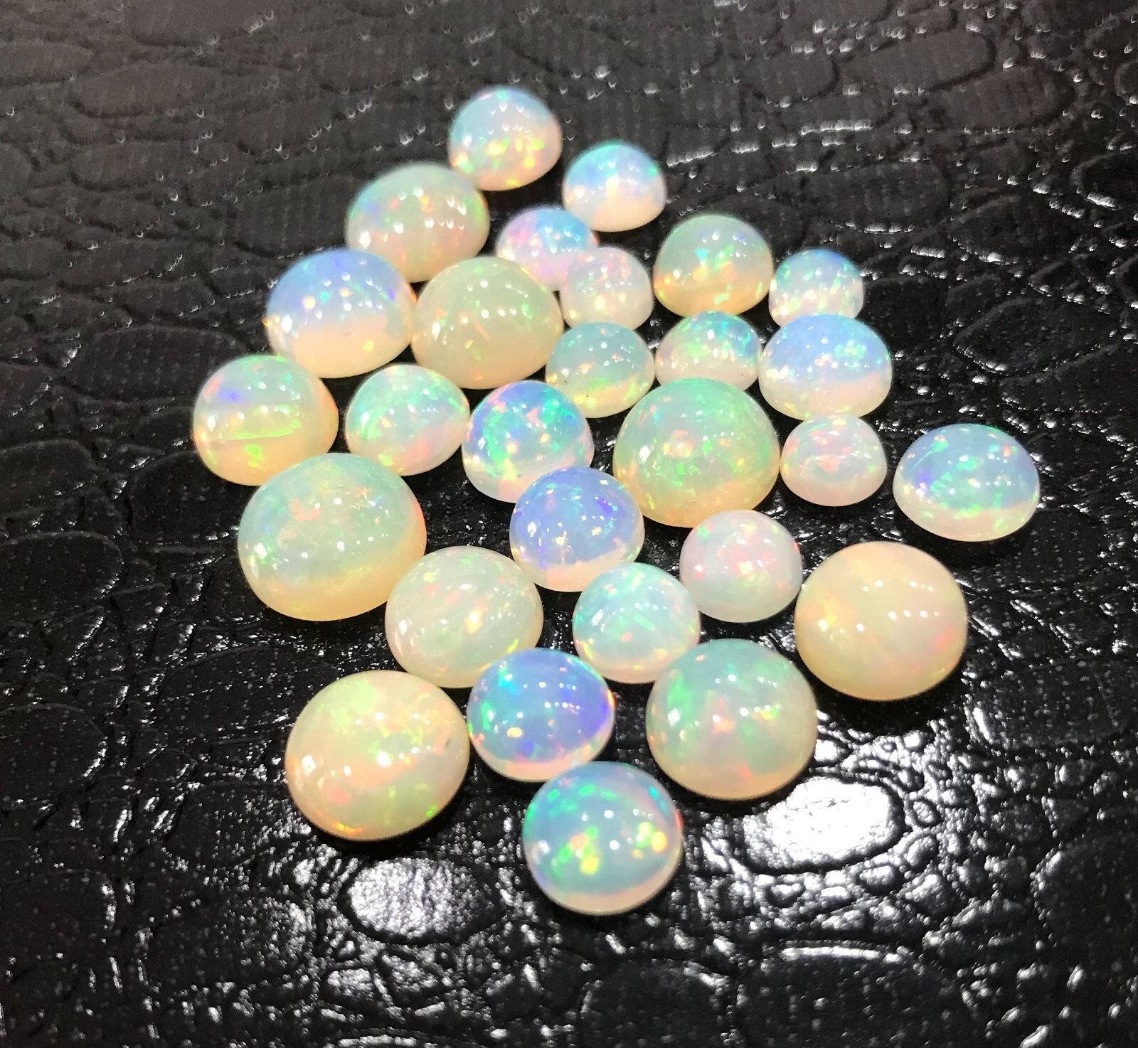 AAA Natural Ethiopian White Opal Round Flat Back Loose Gemstone For All Jewelry
