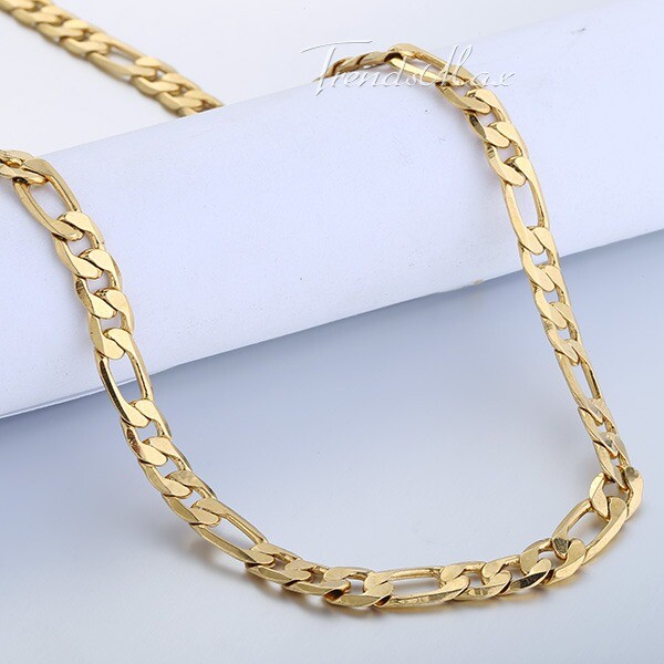 6MM 22″ MENS Boys Yellow Gold Filled Figaro Chain Necklace Fashion New Gift