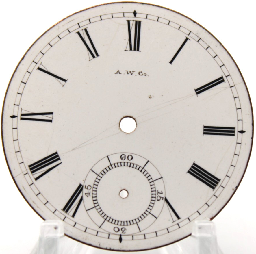 A.W. CO. WALTHAM POCKET WATCH DIAL ROMAN NUMERAL INDICES 41.7mm (F4P3)