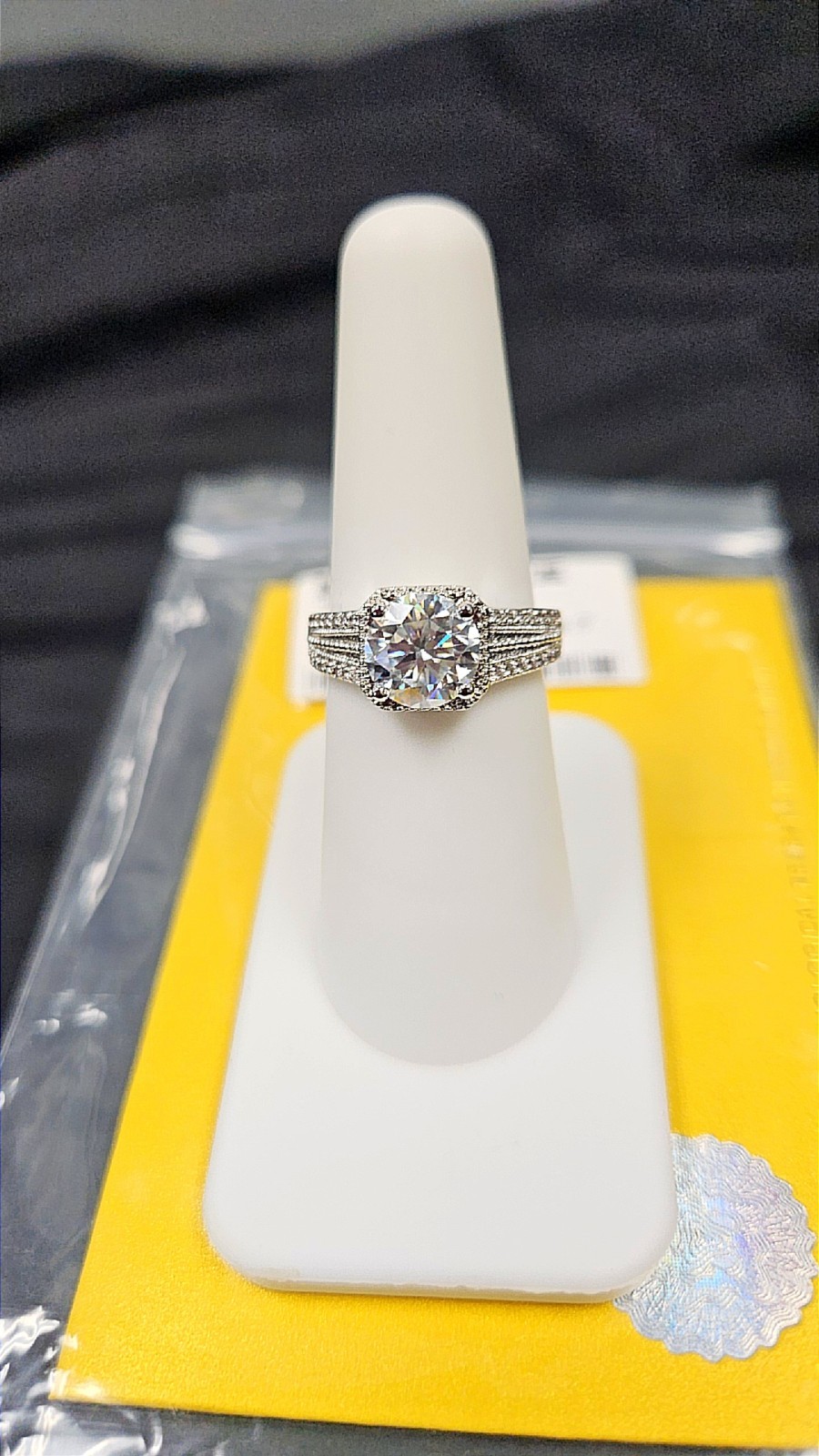 Moissanite 2.0ctw GRA Engagement Ring White Gold Round Prong Size 7 2mm