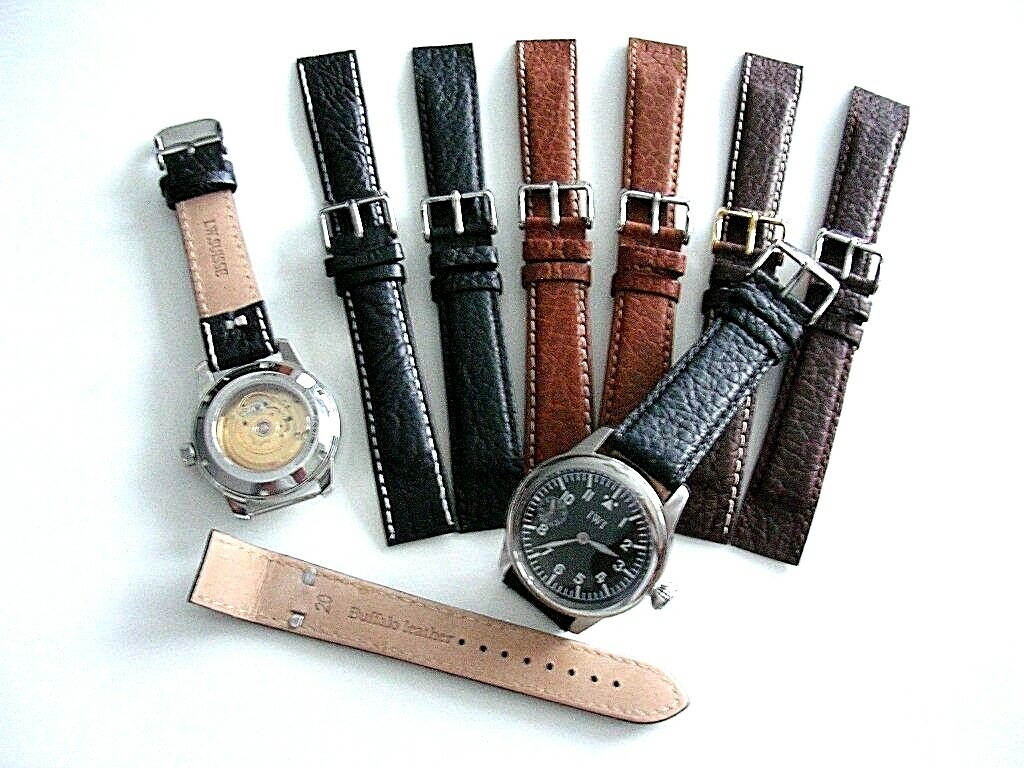 Buffalo calf Open End wire lug Leather watch band strap IW SUISSE 16 18 20 22mm