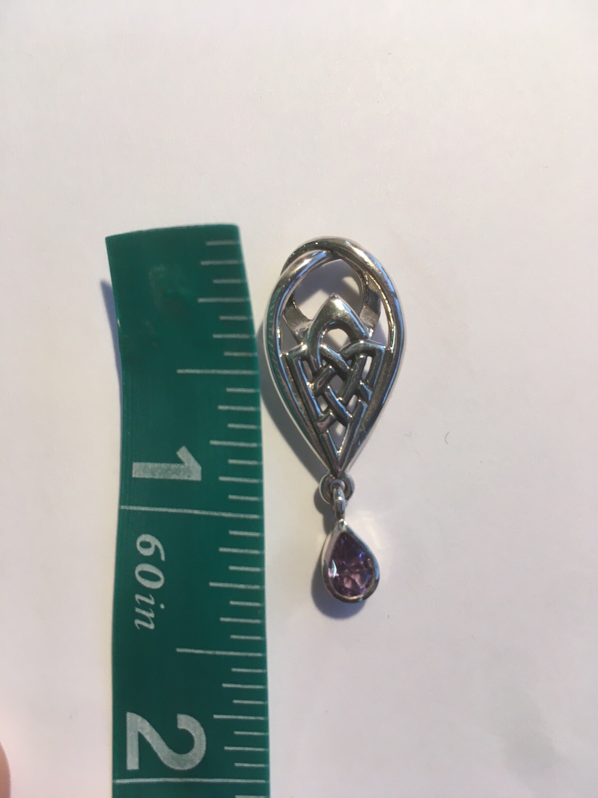 NEW Peter Stone Jewelry Sterling Silver Celtic Pendant With Amethyst