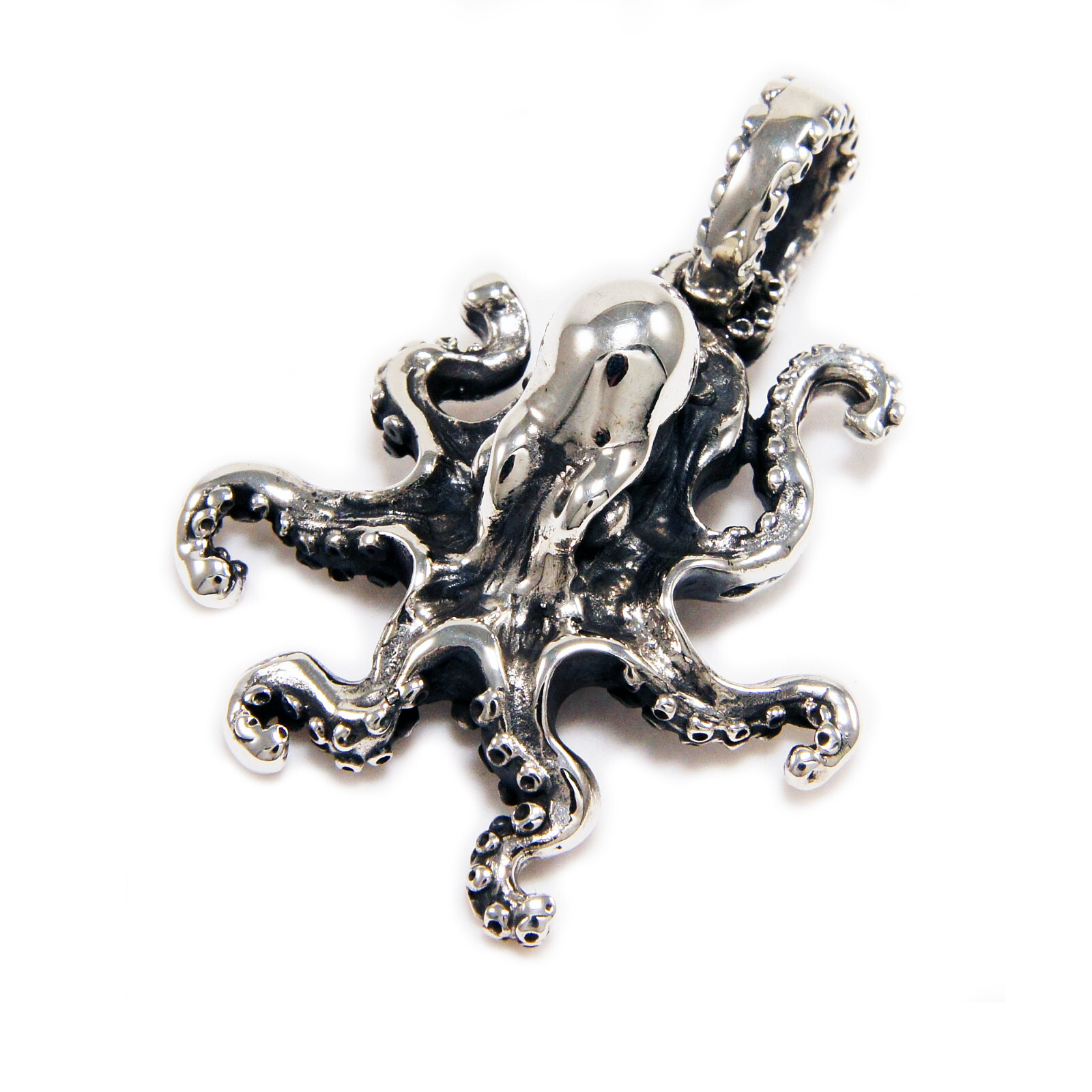 OCTOPUS KRAKEN 925 STERLING SILVER BIKER GOTHIC ROCKABILLY CHARM PENDANT TAN-099