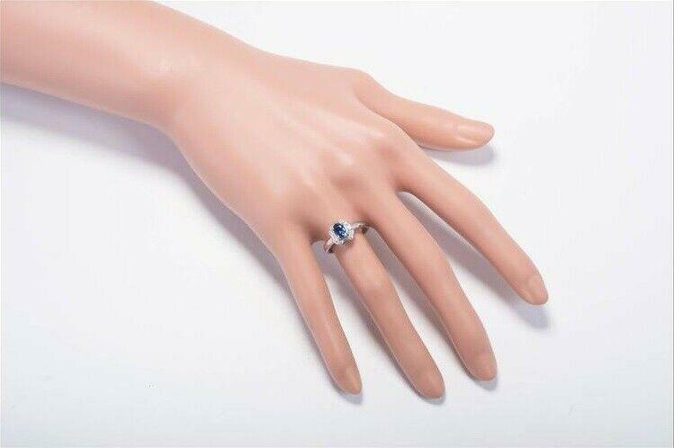 4ct Lab-Created Sapphire Engagement Ring Art Deco Design 9k White Gold Plated