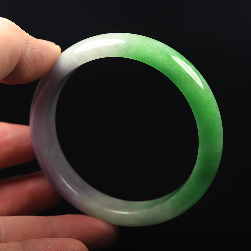 59mm Lavender Purple Green Jadeite Jade Bangle Bracelet Burma Jadeite 12511